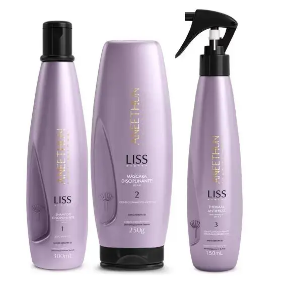 Frizz Reduction Long-Lasting Smooth Liss System Hair Kit 3 Itens - Aneethun 1