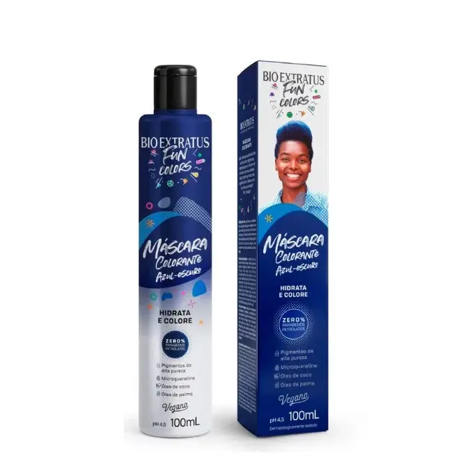 Fun Colors Dark Blue Maintenance Hair Vegan Treatment Mask 100Ml - Bio Extratus 1