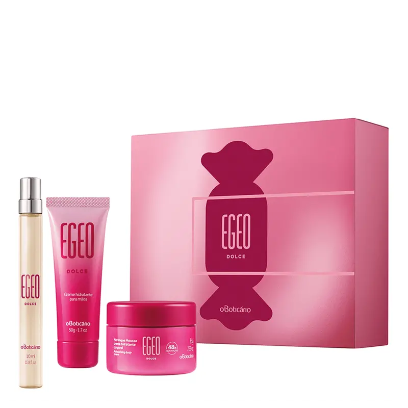 Gift Kit Egeo Dolce: Deodorant Cologne 10Ml + Merengue Moisturizing Deodorant 85G + Cream For The Hands 50G - O Boticario 1