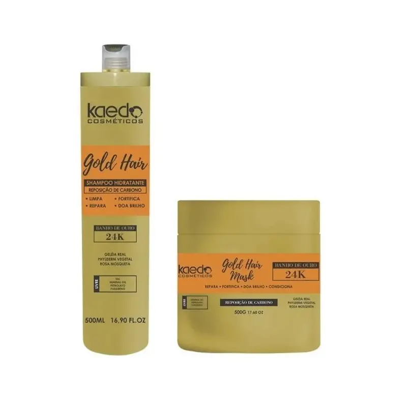 Gold Hair 24K Carbon Replacement Repair Fortifying Treatment Kit 2X500 - Kaedo 1