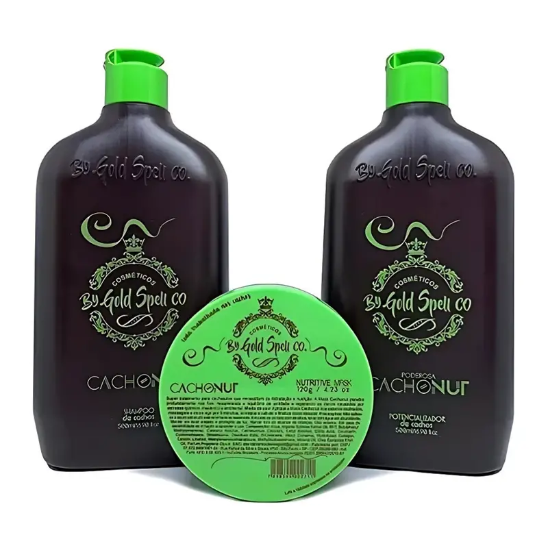 Gold Spell Cachonut Curly Hair Treatment Home Care Kit Everk 1