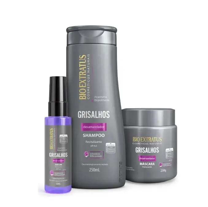Grisalhos Gray White Hair Color Maintenance Treatment Kit 3 Itens - Bio Extratus 1