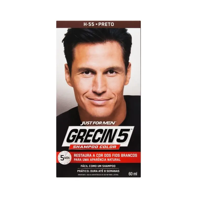 H-55 Black Toning Shampoo Covers Gray Hair Color Maintenance 60Ml Grecin 1