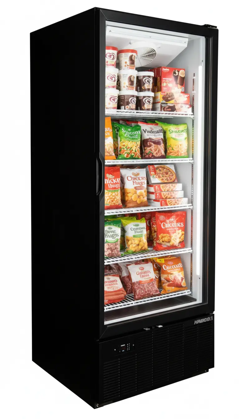 Habco - 30.5" Single Door Full Height White Froze Space Merchandiser Freezer Sf28hcbxtdm 1