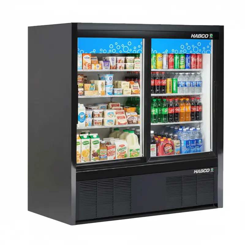 Habco 47" Wide 48" High 2 Sliding Door Glass Refrigerator Merchandiser Esm14sl48hc 1