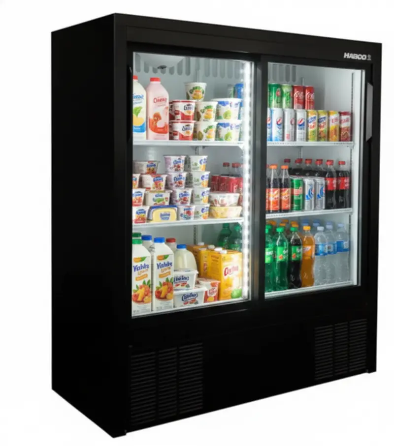 Habco Esm14sl54hc 47" 6-Shelf Double Sliding Door Merchandising Refrigerator 1