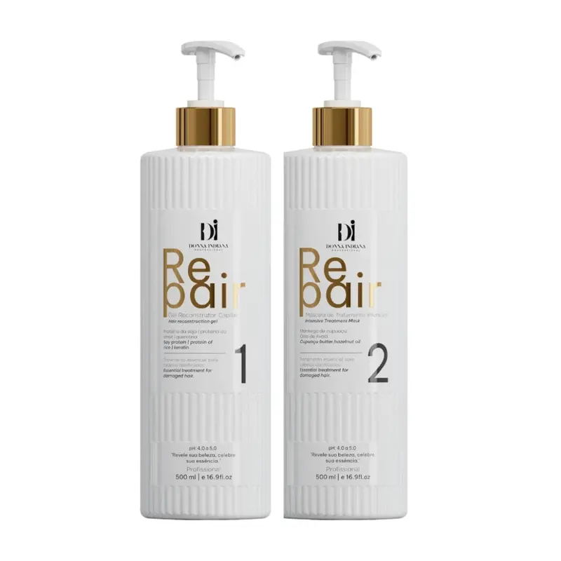 Hair Reconstruction Volume Reducer Straightener Kit 2X 500Ml Donna Indiana 1