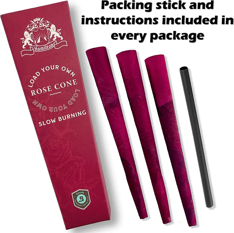 Hamilton - Natural Red Rose Petal Pre-Roll Cones With Filter - Organic Rosebud Cones - 1G Size 2