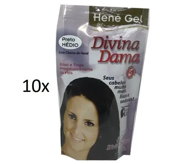 Henê Gel Black Medium Straightening Dyeing Keratin Henna 180G - Divina Dama 1