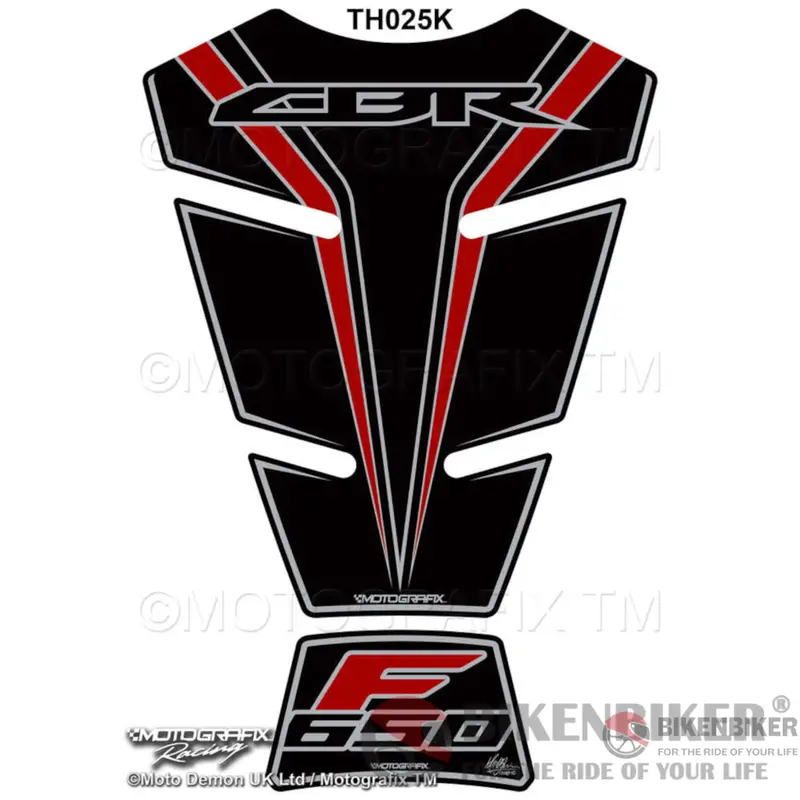 Honda Cbr650f 2014 - 2019 Black Motorcycle Tank Pad Protector Th025k-Motografix 1