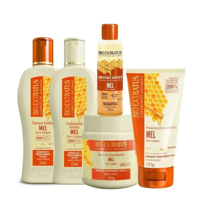 Honey Mel Collagen Hair Hydration Repair Treatment Kit 5 Itens - Bio Extratus 1
