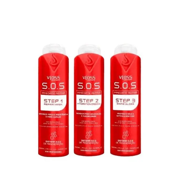 Immediate Repair Sos Damaged Hair Restore Treatment Kit 3X500ml - Vloss 1
