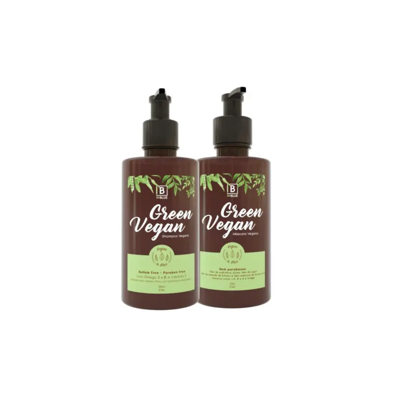 Inblue Green Vegan Shampoo Mask Vegan Hair Care Treatment Kit 2X250ml 1