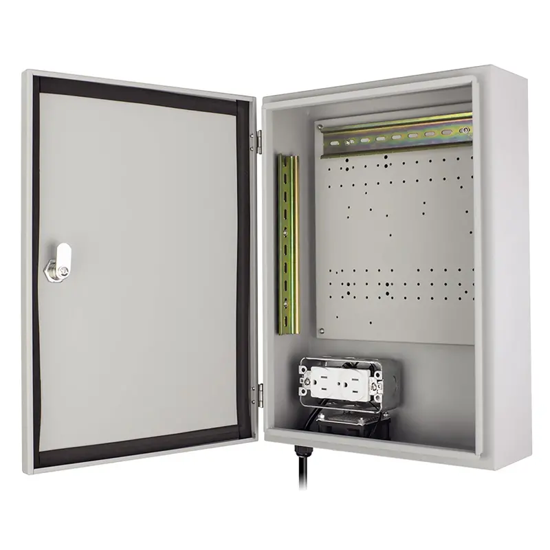 Industrial Waterproof Metal Junction Box Enclosure W/Outlet And Fan Db20-Wpf 1