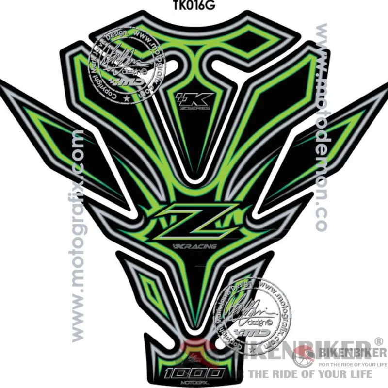 Kawasaki Z1000sx 2011 12 13 14 15 16 Green Motorcycle Tank Pad Protector Motografix 3D Gel Tk016g-Motografix 1