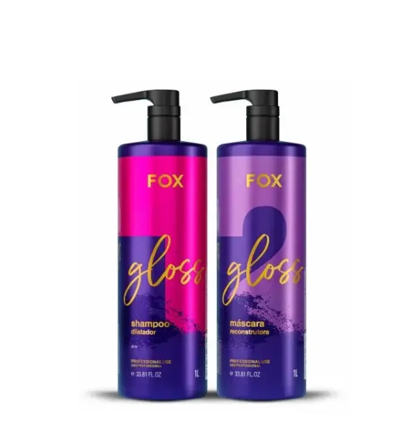 Keratin New Gloss Progressive Hair Brush Brazilian Smooting Blowout Kit 2X1l - Fox 1