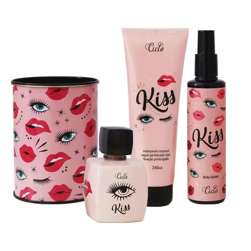 Kiss Deo Cologne Perfume + Body Splash + Body Skin Moisturizer Kit Ciclo 1