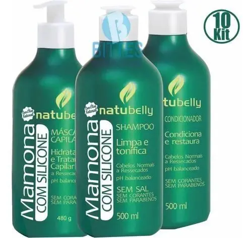 Kit Mamona Com Silicone Natubelly Cosmetics Cream Nutre - Natubelly 1