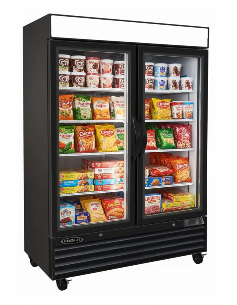 Kool-It 54" Double Glass Door Display Freezer - 48 Cu Ft., Kgf-48 1