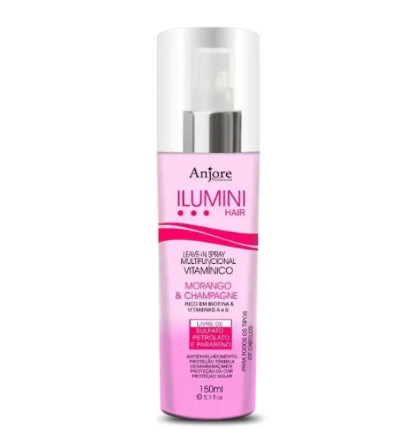 Leave-In Vitamin Strawberry & Champagne Finisher Ilumini Hair 150Ml - Anjore 1