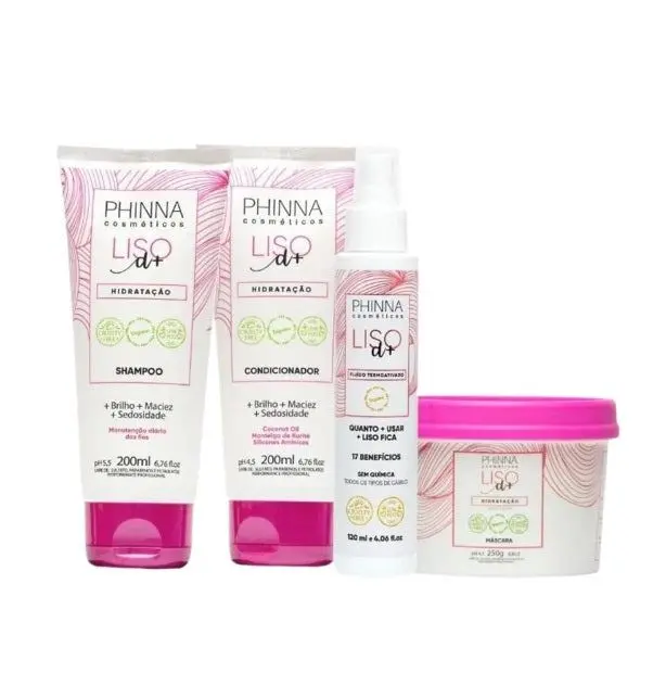 Liso D+ Smooth Hair Shine Hydration Treatment Home Care Mainteance Kit 4 Itens - 1