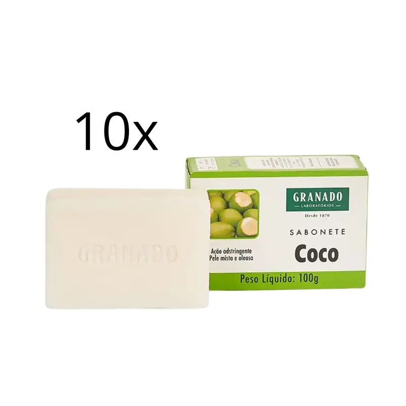 Lot Of 10 Coconut Bar Soap Oily Skin Care Body Scalp 100G Granado 1