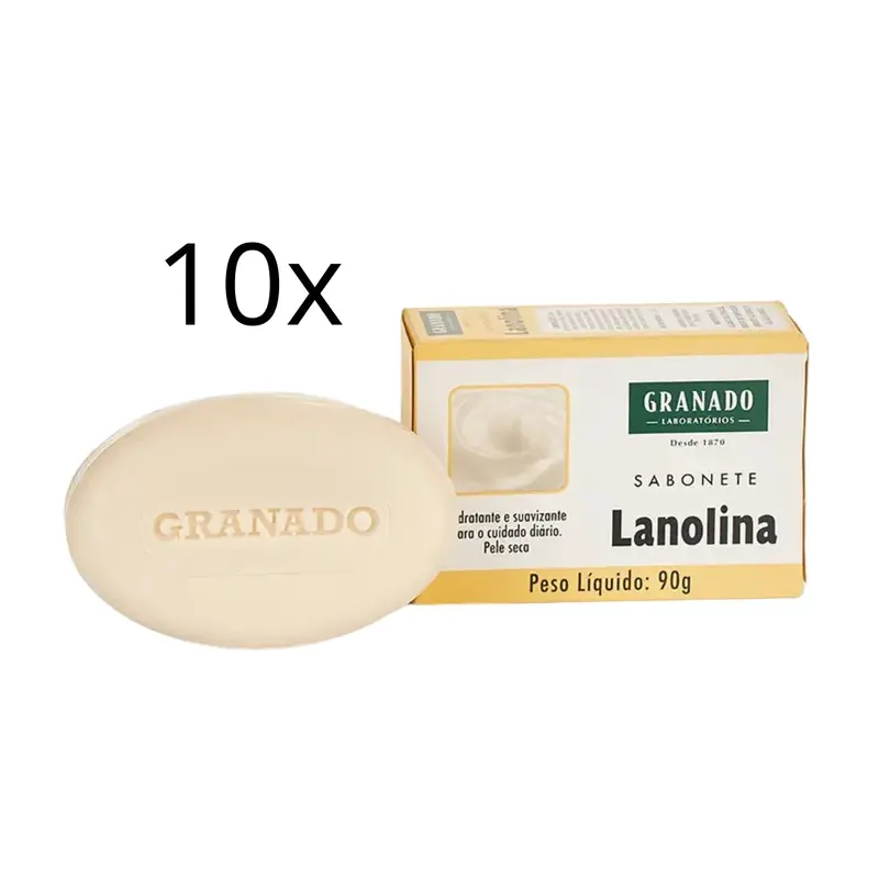 Lot Of 10 Lanolin Bar Soap Dry Skin Care Bath Moisturizer 90G Granado 1