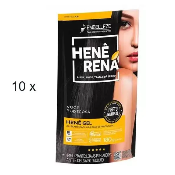 Lot Of 10 Semprebella Hene Natural Black Hair Color Smoothing 180G Embelleze 1