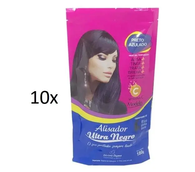 Lot Of 10 Ultra Dark Straightening Blue Bluish Black Henna 180G - Divina Dama 1