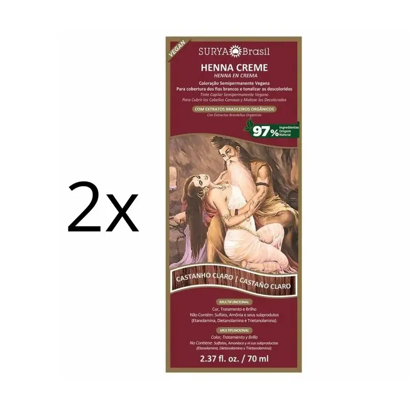 Lot Of 2 Brasil Henna Cream Light Brown Hair Toner Color Toning 70Ml Surya 1