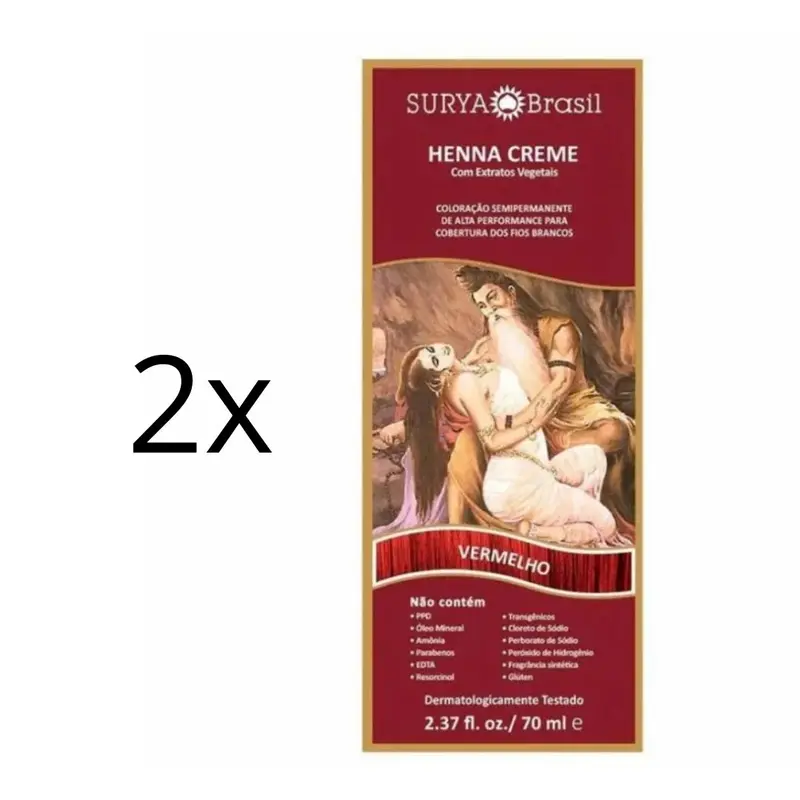 Lot Of 2 Brasil Henna Cream Red Hair Toner Color Toning 70Ml Surya 1