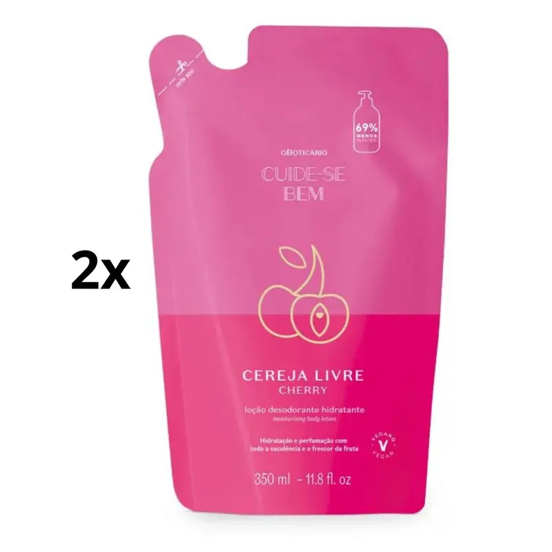 Lot Of 2 Cherry Skin Moisturizing Body Lotion Cream Refill 350Ml O Boticário 1