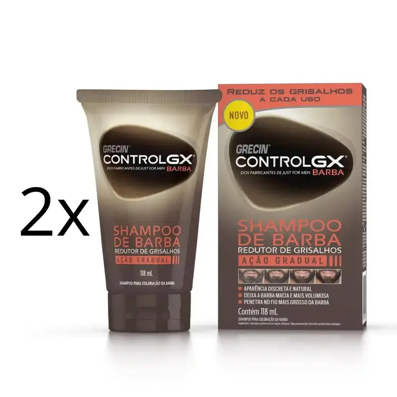 Lot Of 2 Control Gx Beard Shampoo Reduces Gray Hair Color Maintenance 118Ml Grecin 1