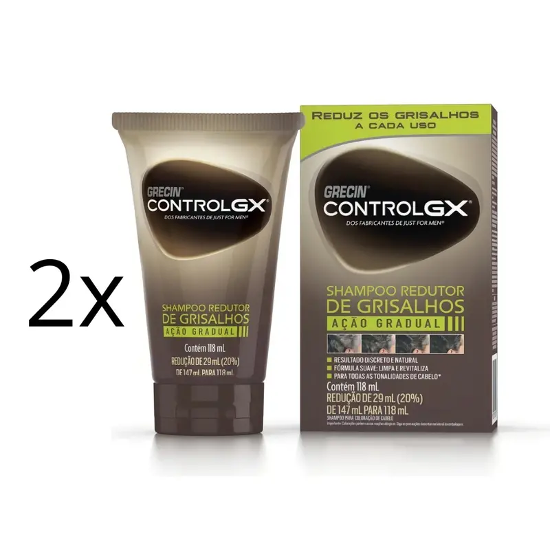 Lot Of 2 Control Gx Gray Reducing Color Maintenance Hair Shampoo 118Ml Grecin 1