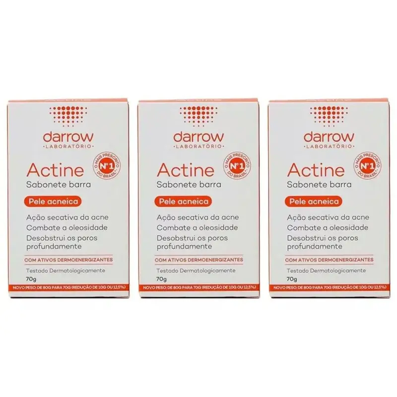 Lot Of 3 Actine Bar Soap For Acne-Prone Skin Skin Care 70G Darrow 1