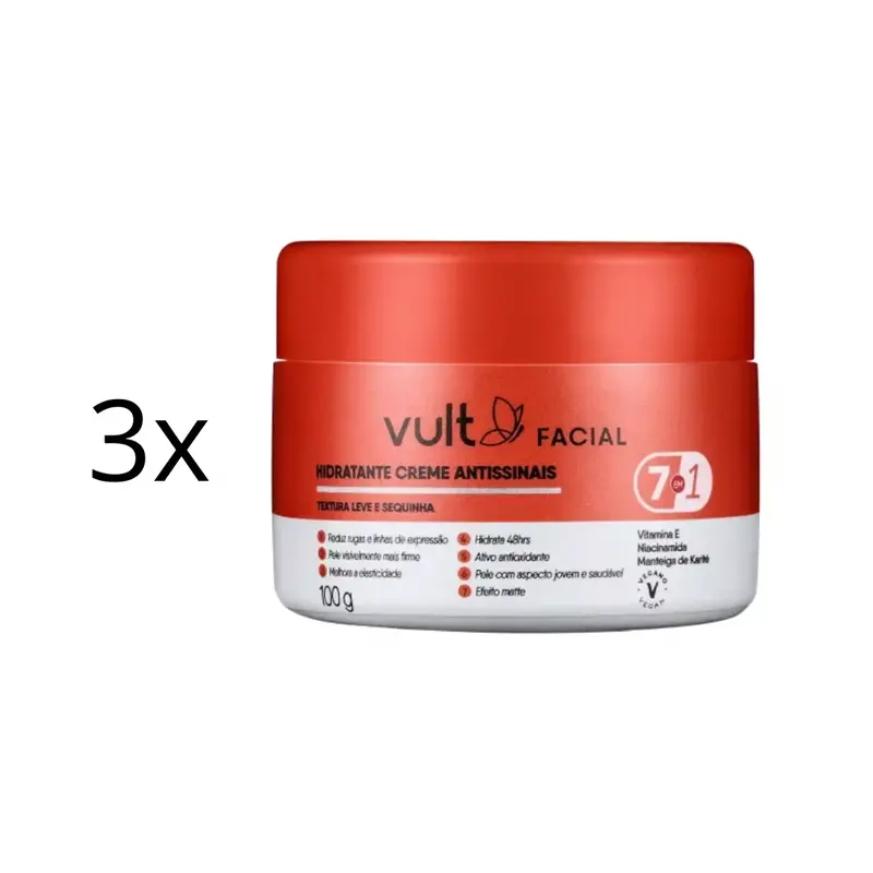 Lot Of 3 Anti-Aging Facial Moisturizing Cream Daily Skin Care 100G Vult 1
