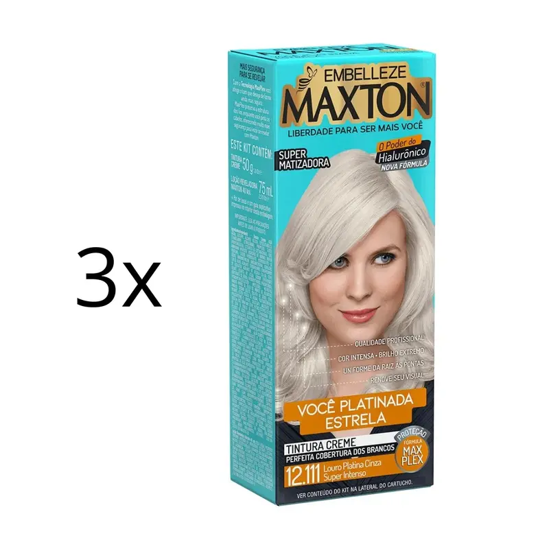 Lot Of 3 Cream Dye 12.111 Super Ash Platinum Blonde Hair Color 50G Maxton 1