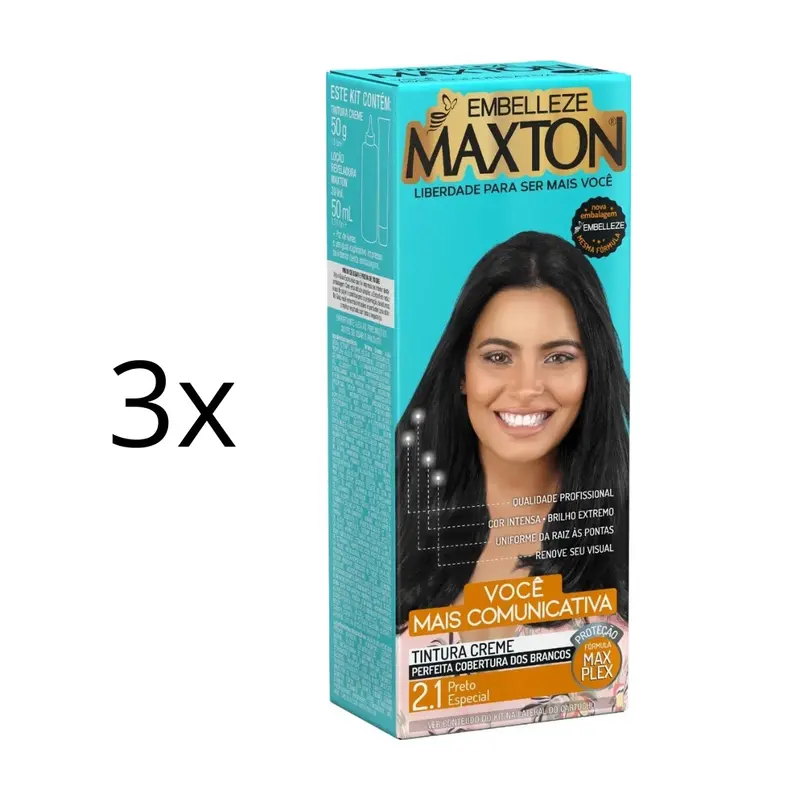 Lot Of 3 Cream Dye 2.1 Special Black Hair Color Toning Tint 50G Maxton 1