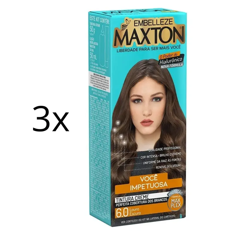 Lot Of 3 Cream Dye 6.0 Dark Blond Hair Color Toning Tint 50G Maxton 1