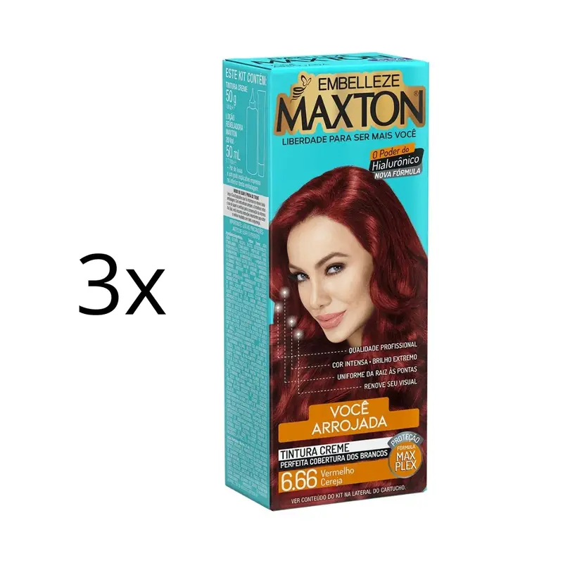 Lot Of 3 Cream Dye 6.66 Cherry Red Hair Color Toning Tint 50G Maxton 1