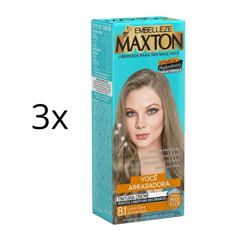 Lot Of 3 Cream Dye 8.1 Light Ash Blonde Hair Color Toning Tint 50G Maxton 1