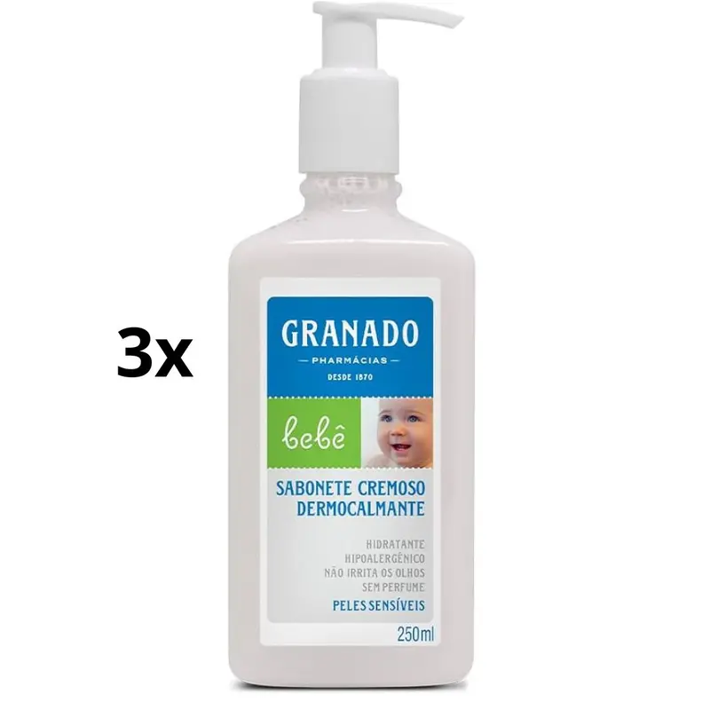 Lot Of 3 Granado Neutral Baby Bath Care Creamy Liquid Soap 250Ml 1