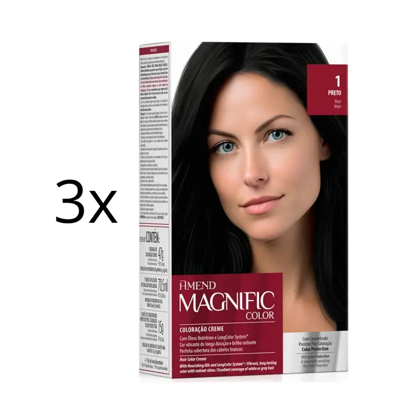 Lot Of 3 Magnific Color Cream Dye 1.0 Black Hair Color Toning Tint Amend 1