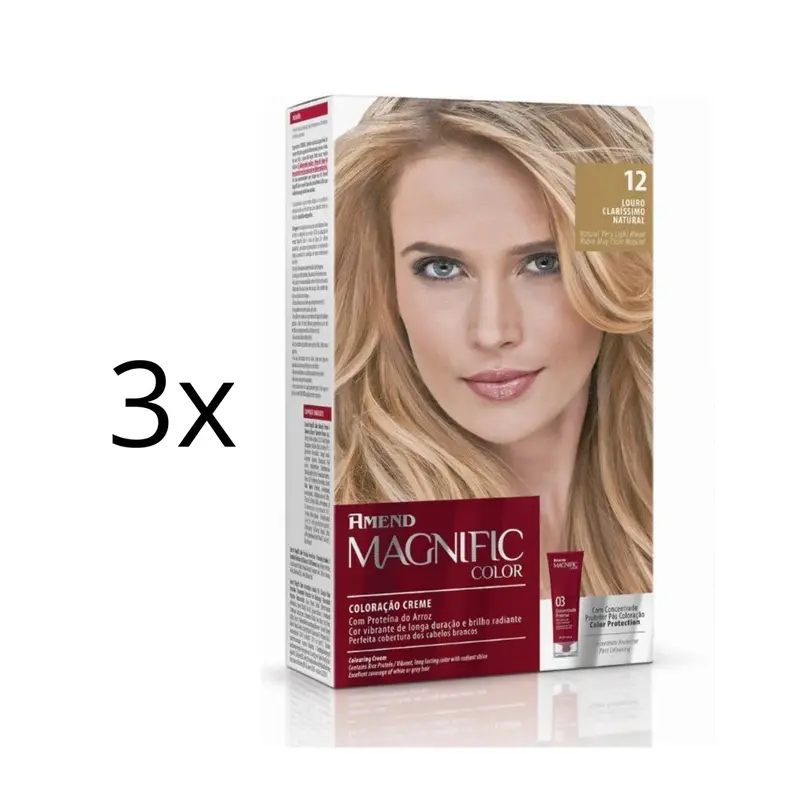 Lot Of 3 Magnific Color Cream Dye 12 Natural Light Blonde Hair Tint Amend 1