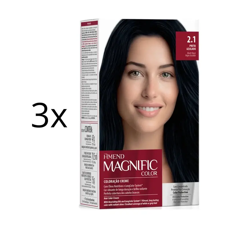 Lot Of 3 Magnific Color Cream Dye 2.1 Blue Black Hair Toning Tint Amend 1