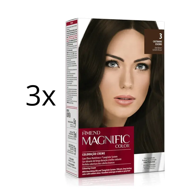 Lot Of 3 Magnific Color Cream Dye 3 Dark Brown Brunette Hair Toning Tint Amend 1