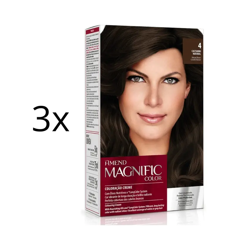 Lot Of 3 Magnific Color Cream Dye 4 Natural Brunette Brown Toning Tint Amend 1