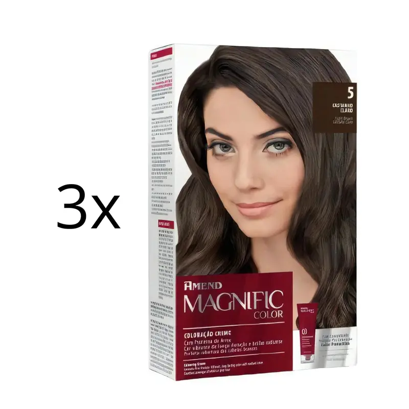 Lot Of 3 Magnific Color Cream Dye 5 Light Brunette Brown Toning Tint Amend 1