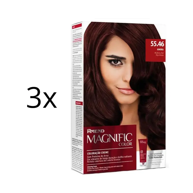 Lot Of 3 Magnific Color Cream Dye 55.46 Amora Red Hair Tint Toning Amend 1