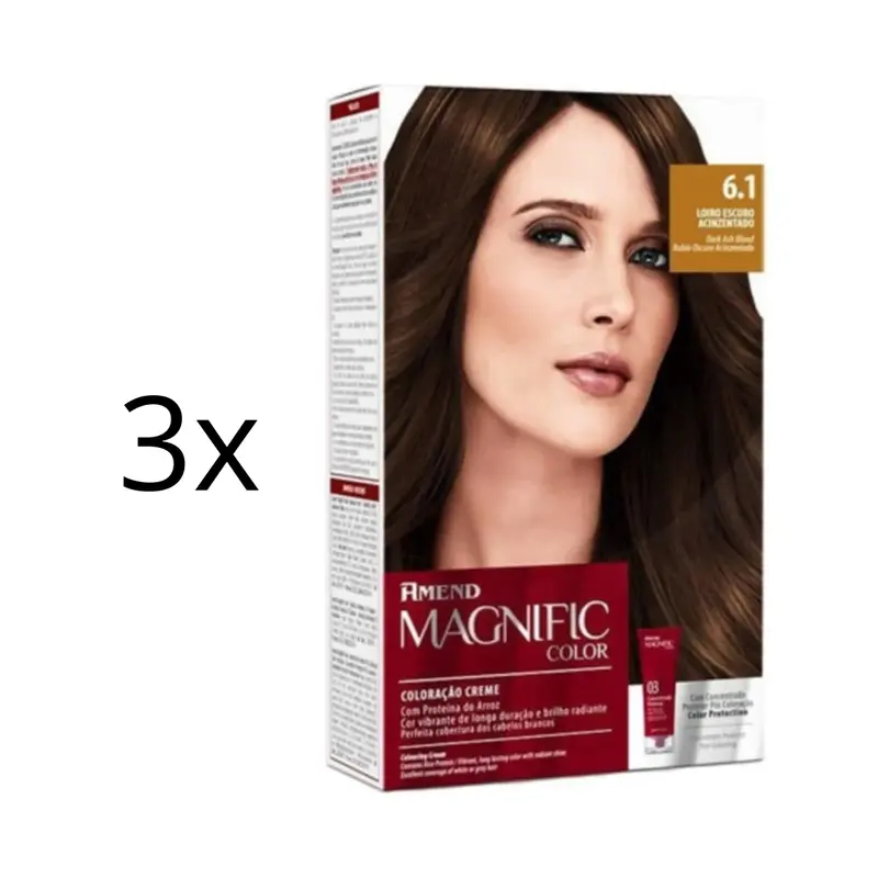 Lot Of 3 Magnific Color Cream Dye 6.1 Dark Ash Blonde Hair Tint Amend 1